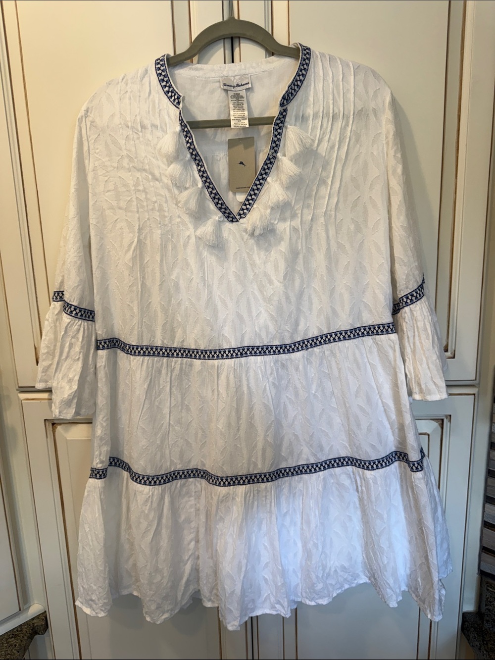Tommy Bahama Embroidered Tiered Cotton Dress- SZ M